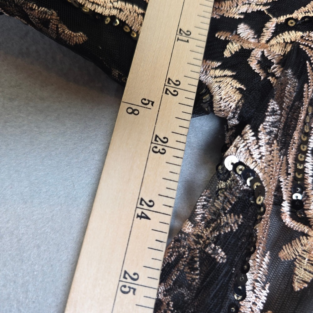 Boohoo Sequin Embroidered Mesh Jumpsuit Black Gold Wide Leg Plus Size 16/18 NEW - Picture 5 of 8
